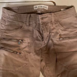 blank grey jeans with zipper bottom